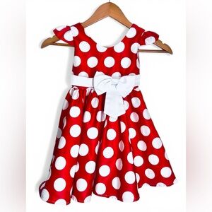 Red & White Polka Dot Party Dress with Bow